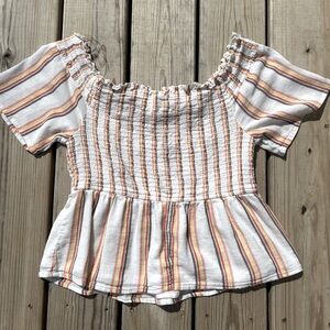 Harper Heritage Striped Smocked Top Boho Size XL‎ Francesca’s